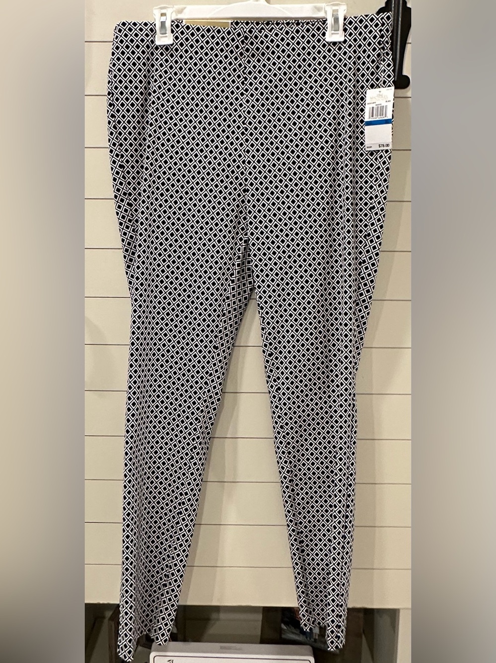 NWT Michael Kors Black & White Geometric Stretch Pants - Women's Size XL